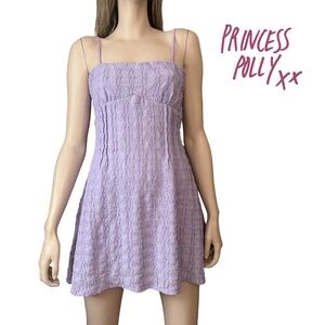 Princess Polly Melrose Nights Lilac Mini Dress Textured Empire Bust Sleeveless